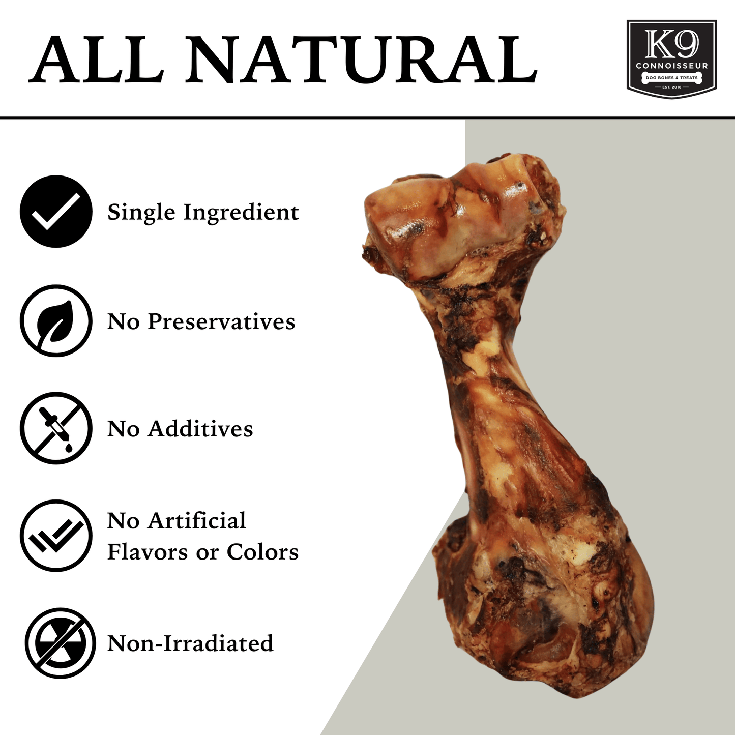 Goliath - Meaty Marrow Filled Natural Dog Bones Made in USA for Large Aggressive Chewers Over 50 lbs - K9 Connoisseur