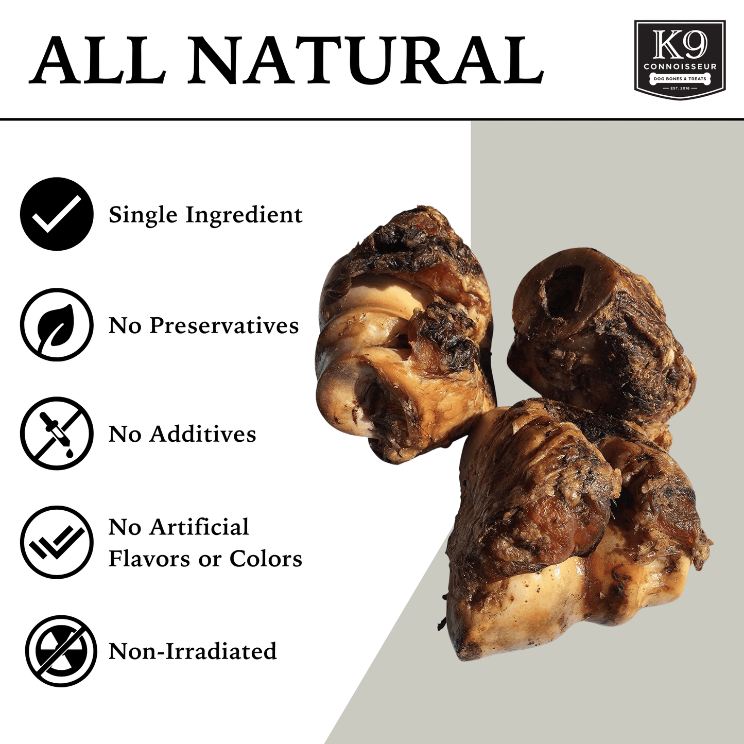 Crown Knuckle - Meaty Marrow Filled Natural Dog Bones Made in USA for Small or Medium Aggressive Chewers Under 50 lbs - K9 Connoisseur