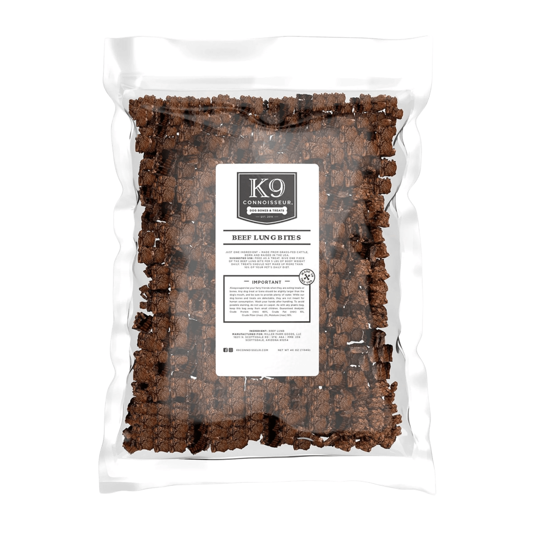 Lung Bites - Grain Free Natural Dog Treats Made in USA for Small, Medium, & Large Aggressive Chewers - K9 Connoisseur