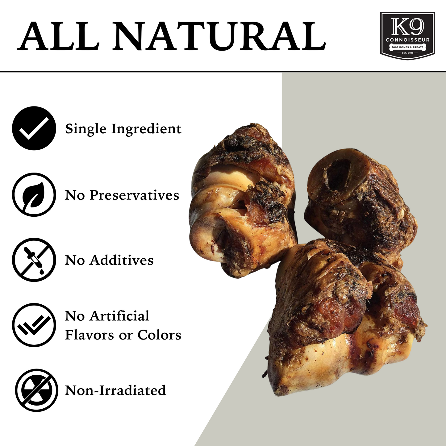 Crown Knuckle - Meaty Marrow Filled Natural Dog Bones Made in USA for Small or Medium Aggressive Chewers Under 50 lbs