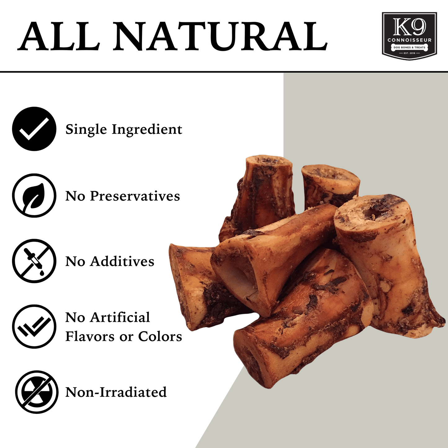 Dynamo Treats - Meaty Marrow Filled Natural Dog Bones Made in USA for Medium & Large Dogs Upto 50 Lb - K9 Connoisseur